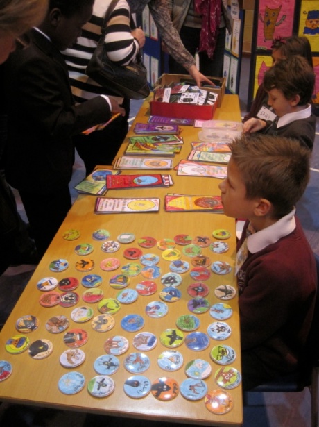The children had made a colourful array of badges and bookmarks on the Gallus and Hooley theme.